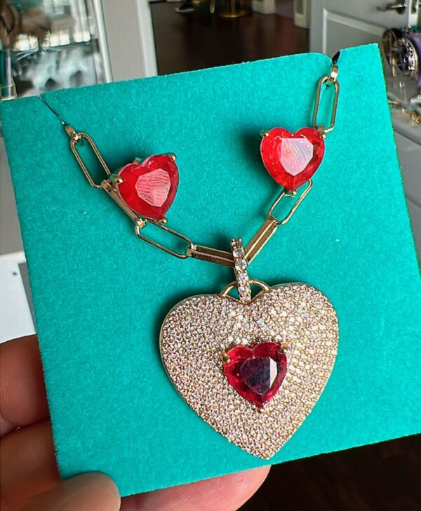 Red Hearts - Earrings and Necklace Set - Image 2