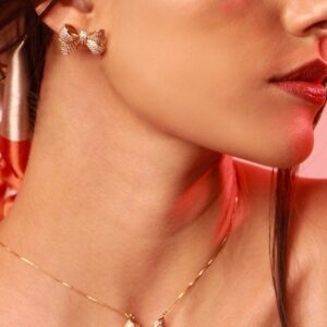 Earring and Necklace - Lace - Gold Plated Set