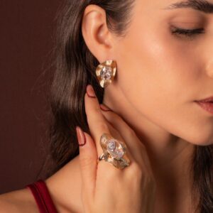 Earring and Ring - Gold Plated Set